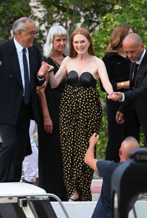 Julianne Moore - leaves the Excelsior Hotel ahead of 2022 Venice International Film Festival - Italy