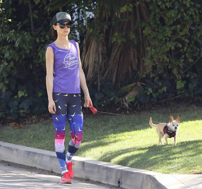 Juliette Lewis in Tights Walking her dog in LA