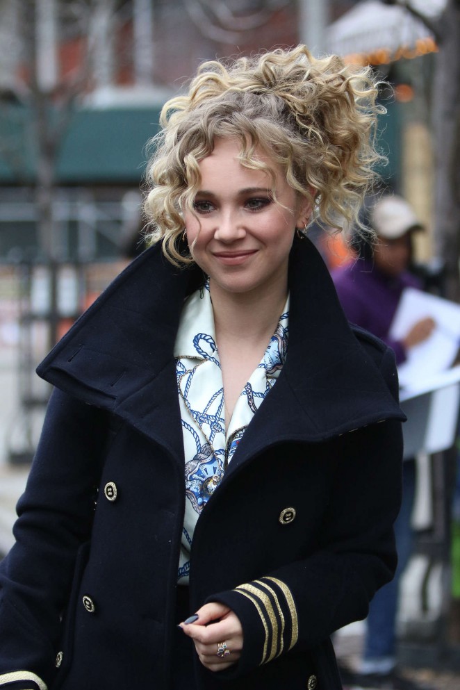 Juno Temple in Long Coat out in NY