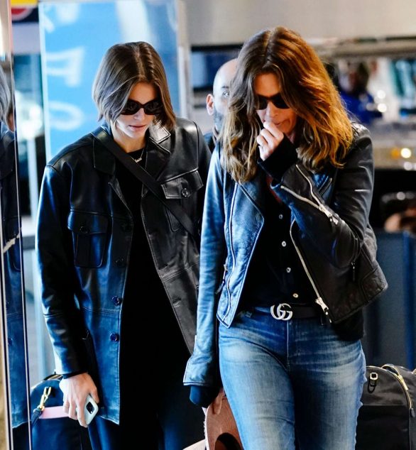 Kaia Gerber and Cindy Crawford - Arrives at LaGuardia Airport in NYC