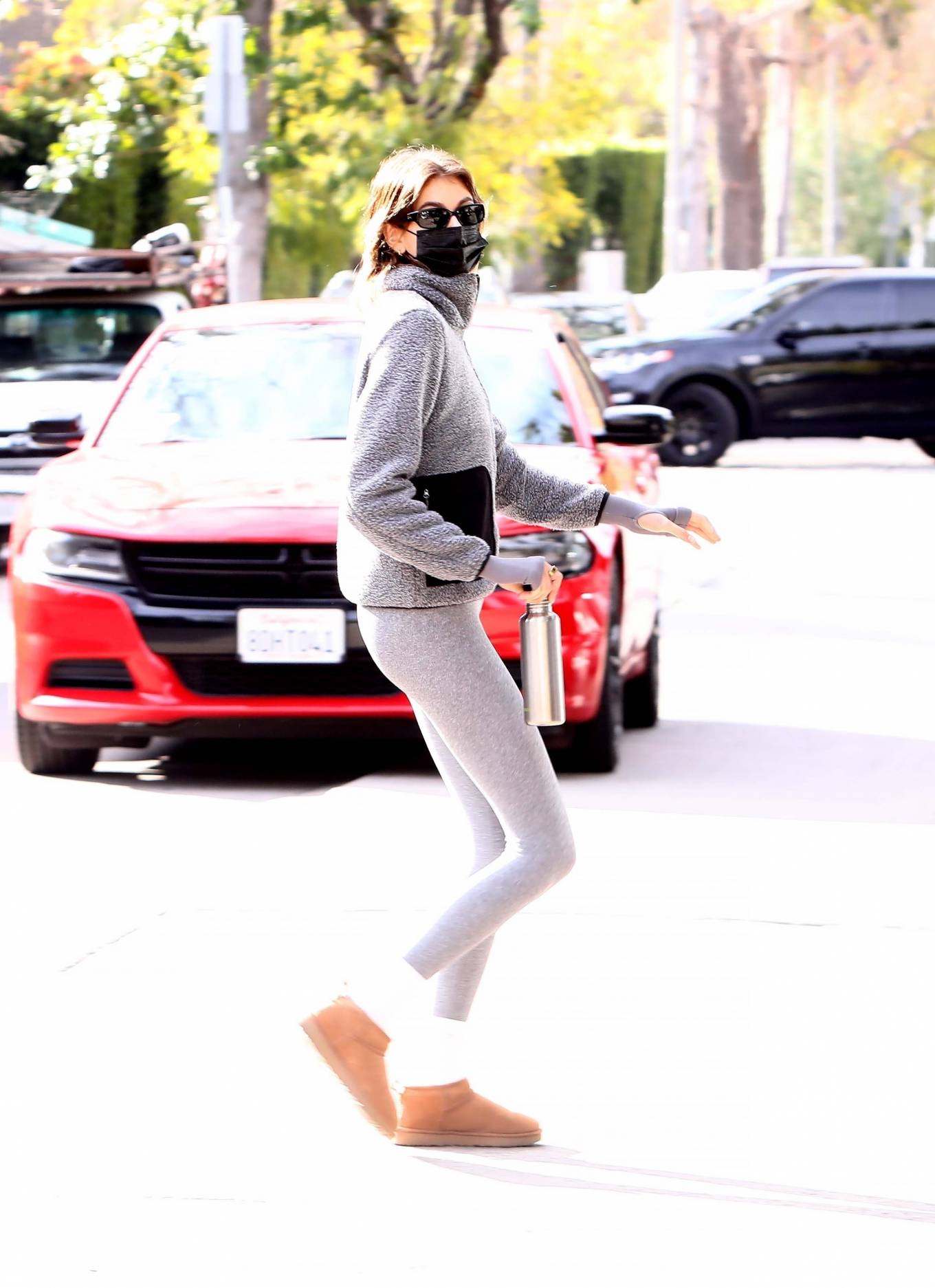 Kaia Gerber – Dons UGG Slippers as she exits a Pilates studio in Los ...