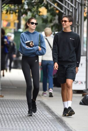 Kaia Gerber - In a black leggings out in New York City