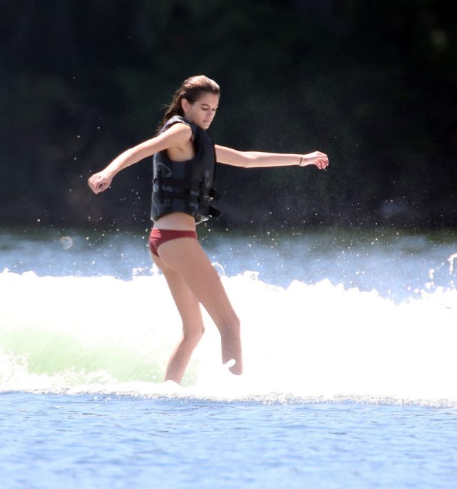 Kaia Gerber in Bikini - Surfing in Muskoka