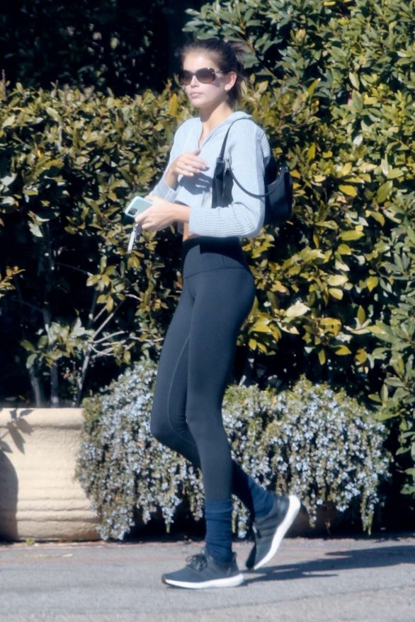 Kaia Gerber in Tights - Out in Malibu