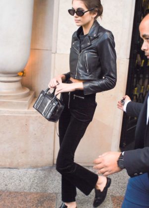 Kaia Gerber - Is Spotted in an all black outfit in Paris