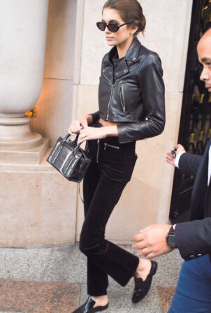 Kaia Gerber - Steps out in an all black outfit in Paris