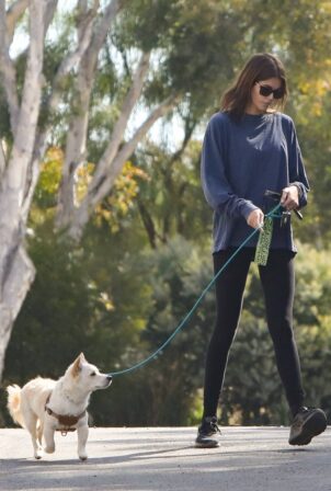 Kaia Gerber - Walking her dog in Los Angeles