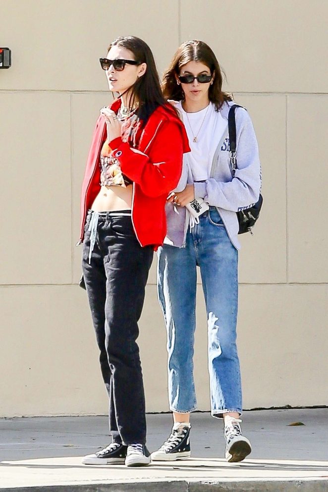 Kaia Gerber with a friend out in Malibu
