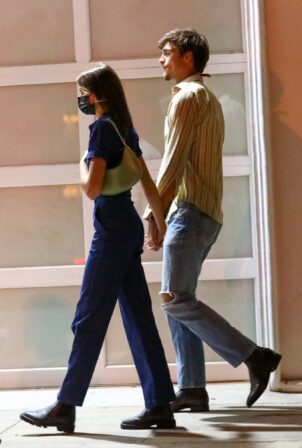Kaia Gerber - With Jacob Elordi holding hands while out for dinner in Los Angeles