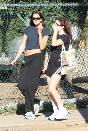 Kaia Gerber - With Rachel Sennott on set of upcoming queer comedy Bottoms
