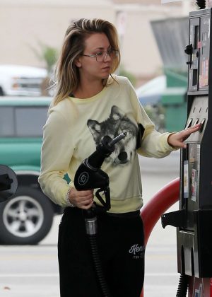 Kaley Cuoco at a gas station in Los Angeles
