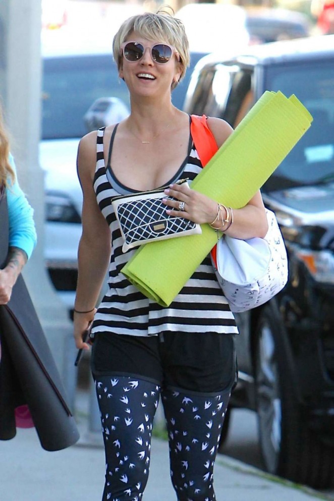Kaley Cuoco in Leggings Out in Brentwood
