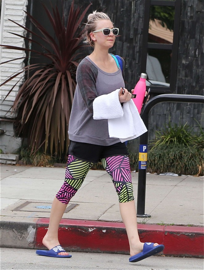 Kaley Cuoco in Tights Leaving the gym in LA