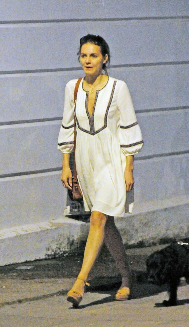 Kara Tointon in White Dress out in London