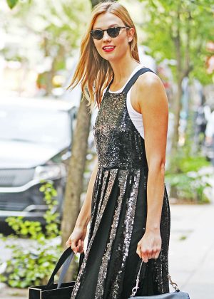 Karlie Kloss in Long Dress Out in New York City