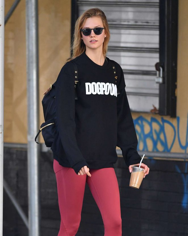 Karlie Kloss in Red Tights out in New York