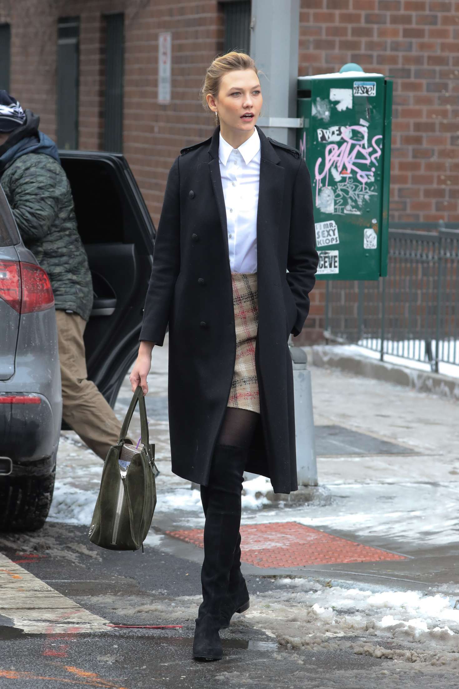 Karlie Kloss in Short Skirt out in New York City