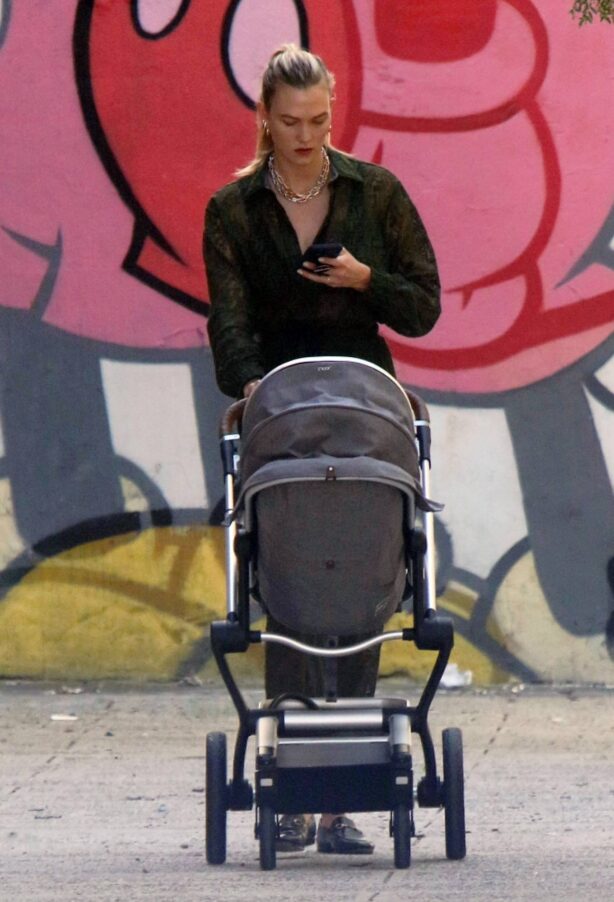 Karlie Kloss - seen walking baby Levi in Soho in New York City