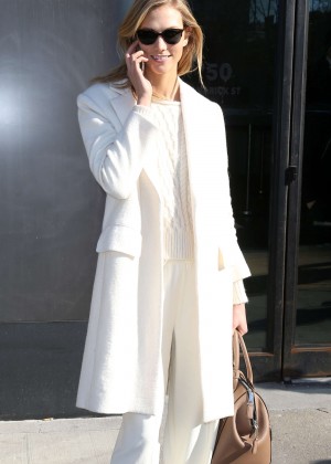 Karlie Kloss in White Out in NYC