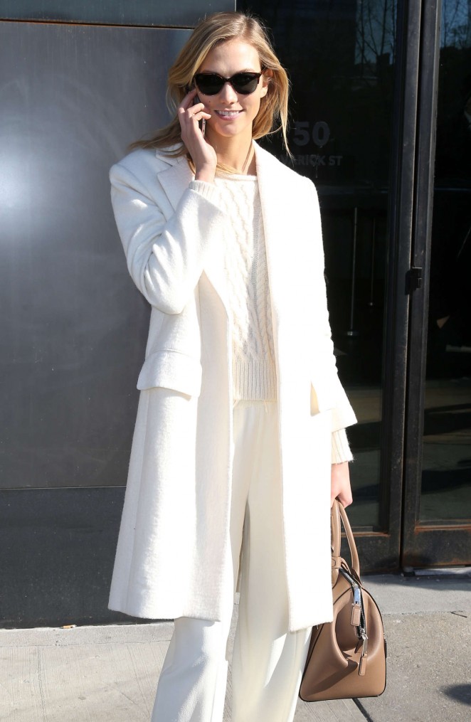 Karlie Kloss in White Out in NYC