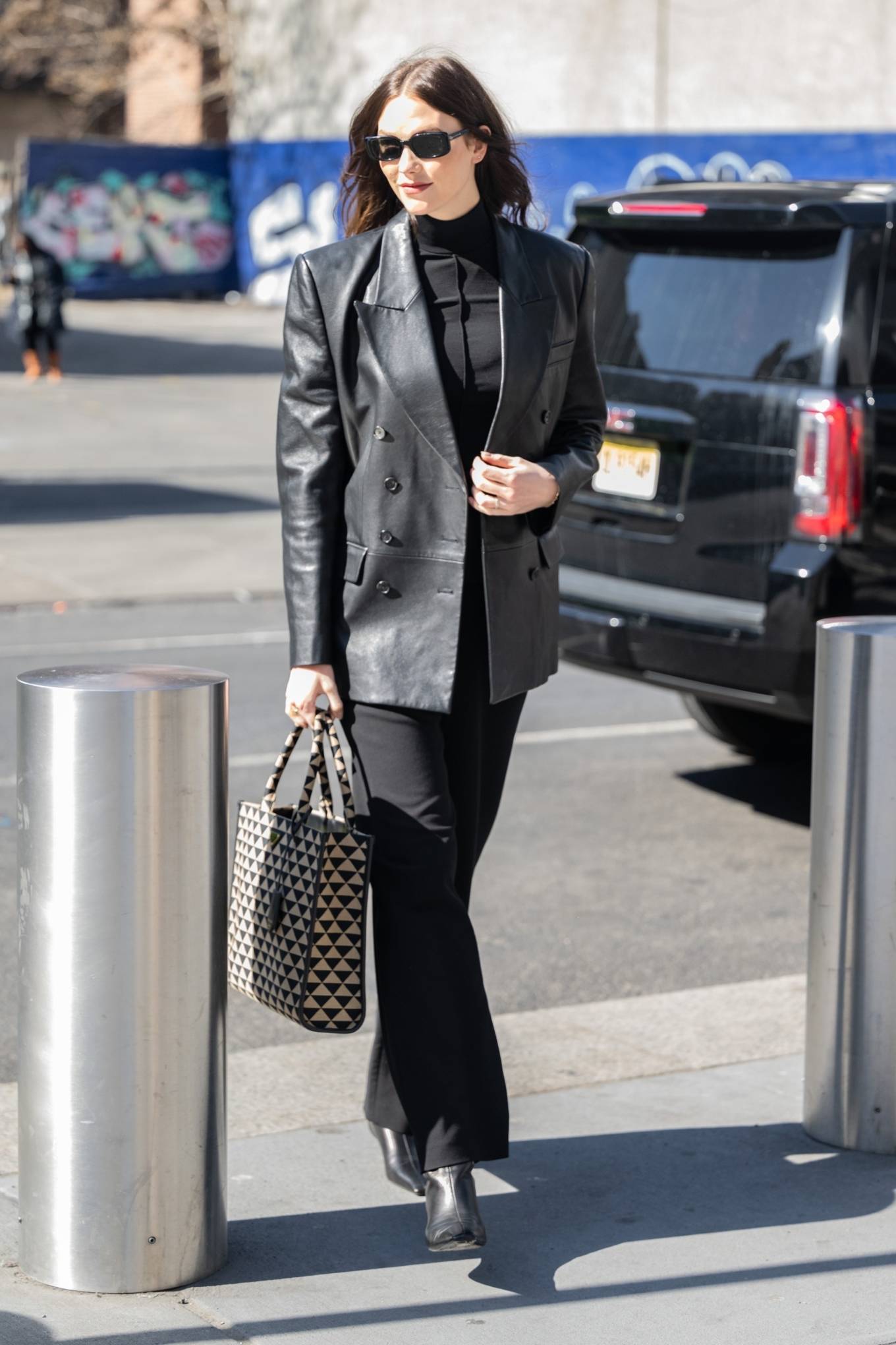 Karlie Kloss - Wearing a black leather jacket as she steps out in New York