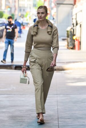 Karlie Kloss - Wearing matching pants and sandals in New York