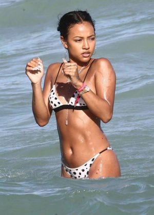 Karrueche Tran in Bikini on the beach in Miami