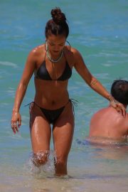 Karrueche Tran in Black Bikini on the beach in Hawaii