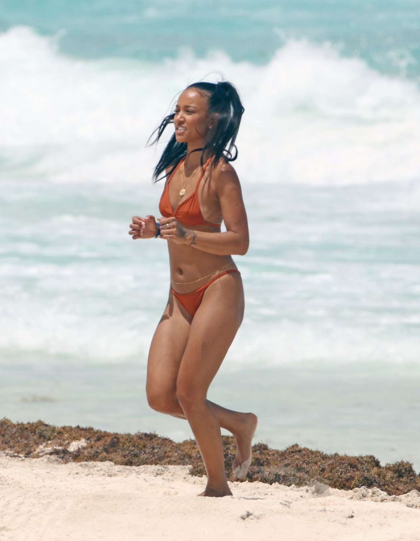 Karrueche Tran in Brown Bikini in Cancun. 