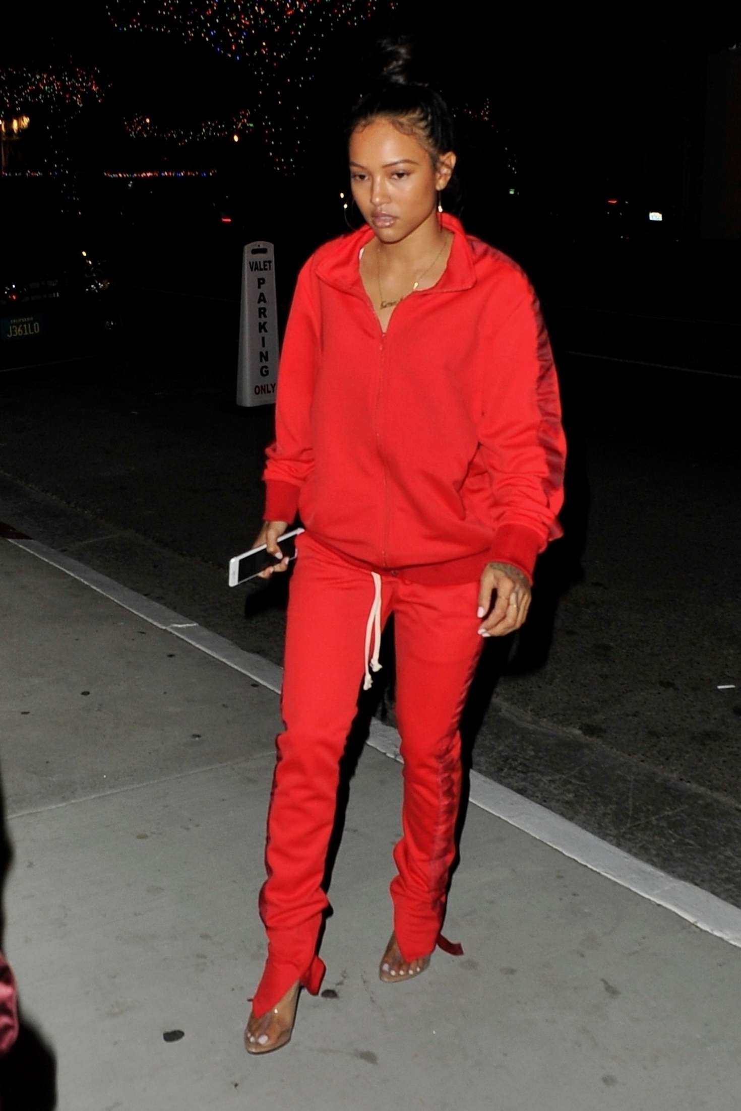 Karrueche Tran in Red: Night out in West Hollywood -01 | GotCeleb
