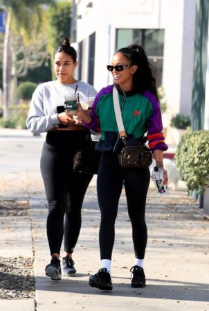 Karrueche Tran - Leaving Alfred's Coffee with a friend in West Hollywood