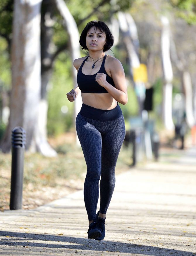 Kat Graham - Out jogging in Los Angeles