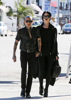 Kat Von D and her boyfriend at vegan hotspot Real Foods Daily in West Hollywood