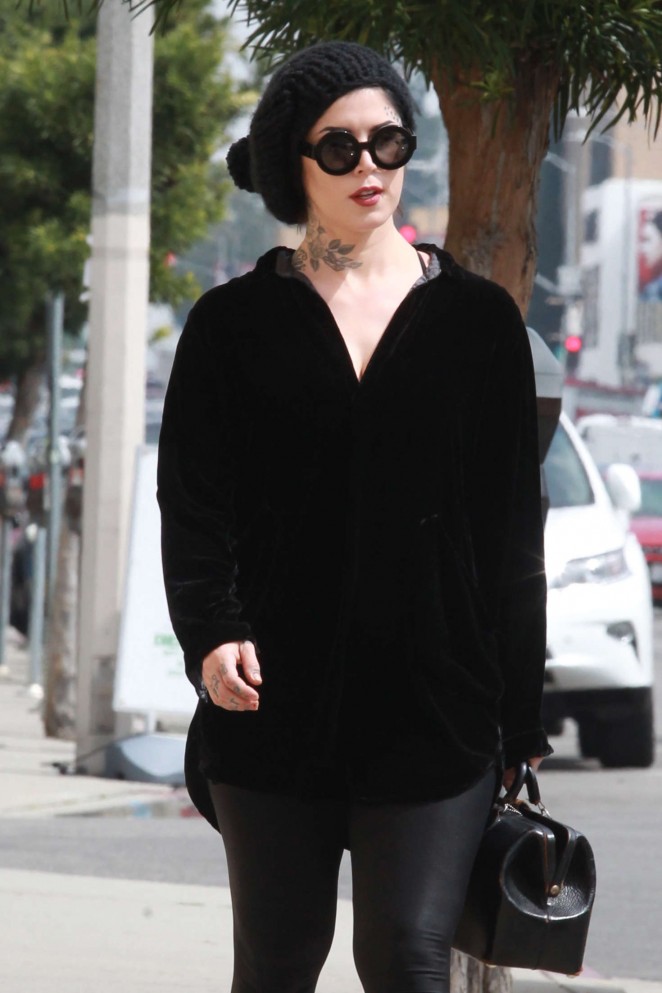 Kat Von D in black out shopping in Beverly Hills