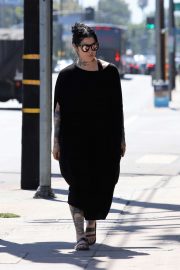 Kat Von D in Long Black Dress - Out and about in Los Angeles