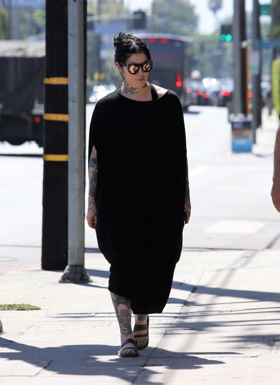 Kat Von D in Long Black Dress - Out and about in Los Angeles