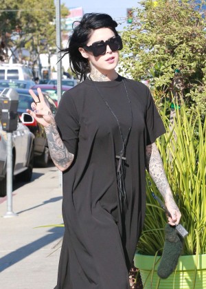 Kat Von D in Black Dress Out for lunch in West Hollywood