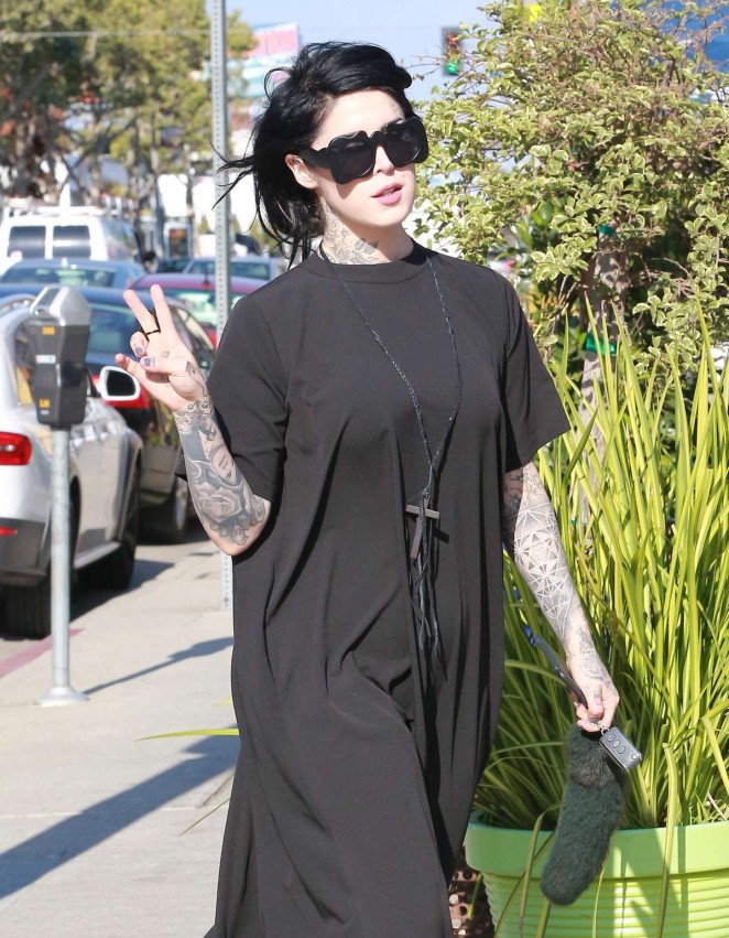 Kat Von D in Black Dress Out for lunch in West Hollywood