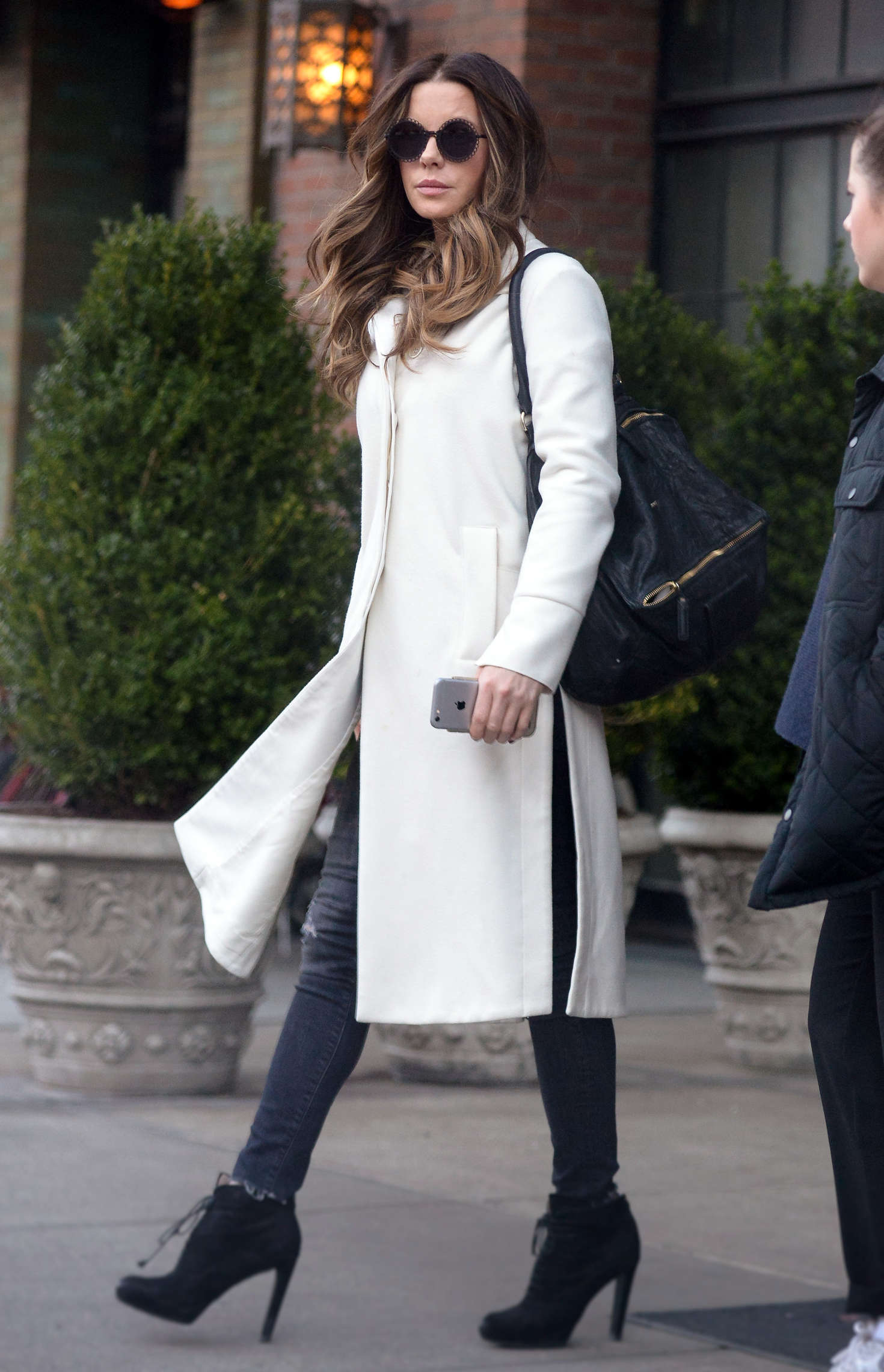 Kate Beckinsale in White Coat -05 | GotCeleb