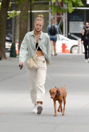 Kate Bock - Heads out with her dog Vestry in New York