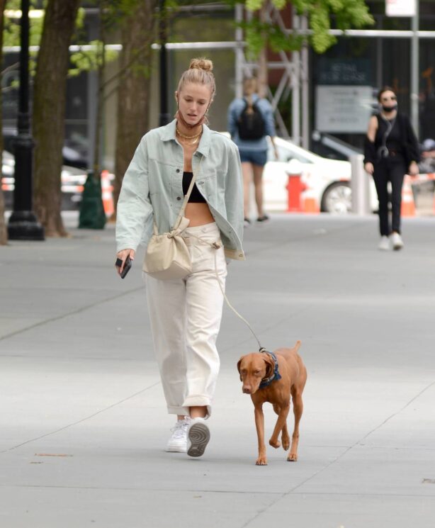 Kate Bock - Heads out with her dog Vestry in New York