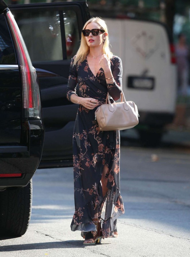 Kate Bosworth in Long Floral Dress out in NYC