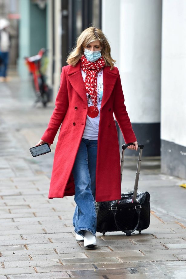 Kate Garraway - Wears red coat at the Global Radio Studios in London