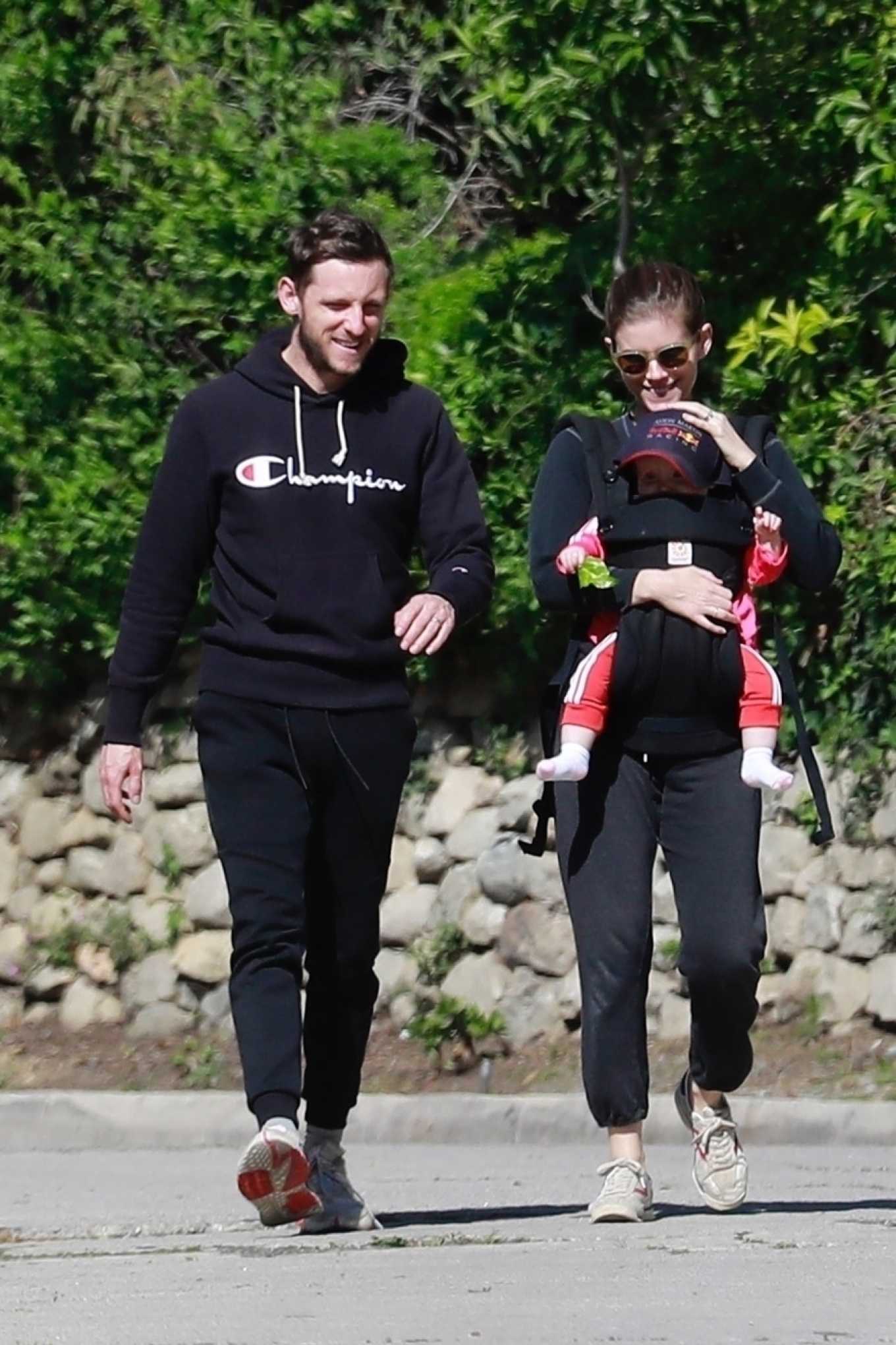 Kate Mara and Jamie Bell - Out with their baby for a hike in Los Feliz ...