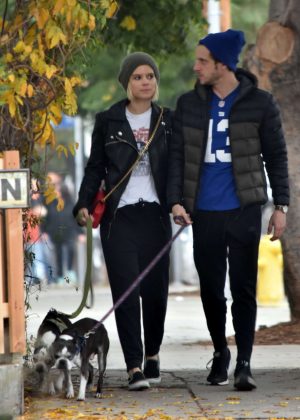 Kate Mara and Jamie Bell walking their dogs in Silverlake