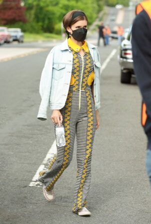 Kate Mara - Dons hippie jumpsuit on the set of 'Call Jane' filming in Hartford - Connecticut
