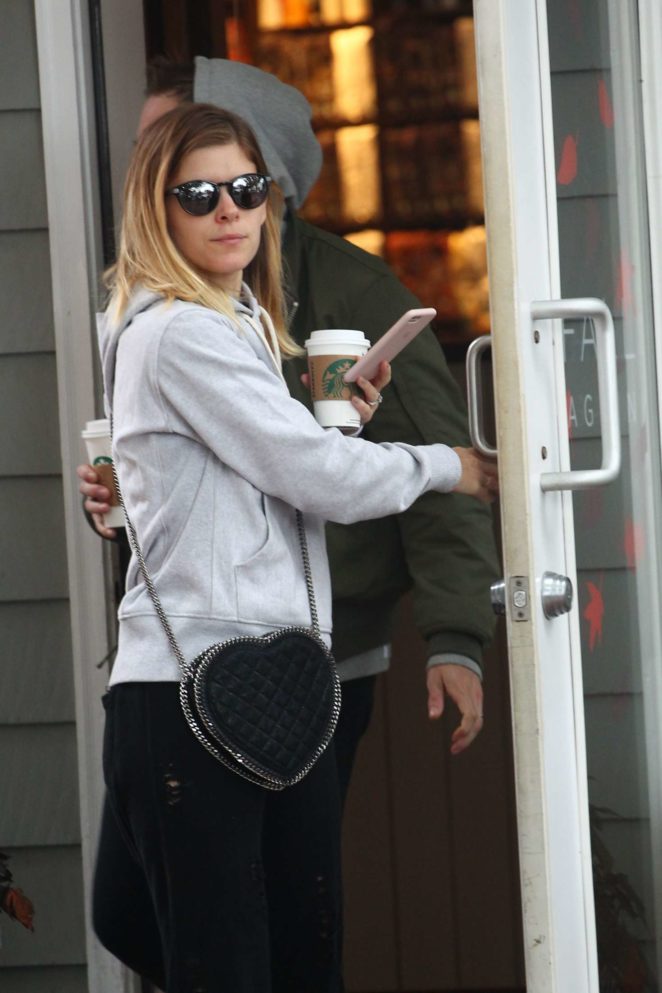 Kate Mara getting coffee in The Hamptons