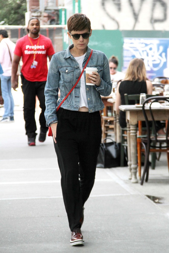 Kate Mara in Black Pants Out in NYC