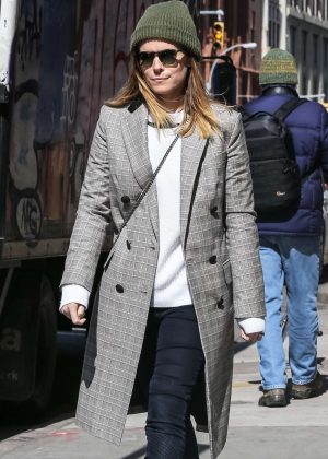 Kate Mara in Long Gray Coat - Out in New York City