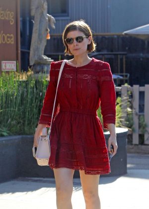 Kate Mara in Red Mini Dress out in Los Angeles